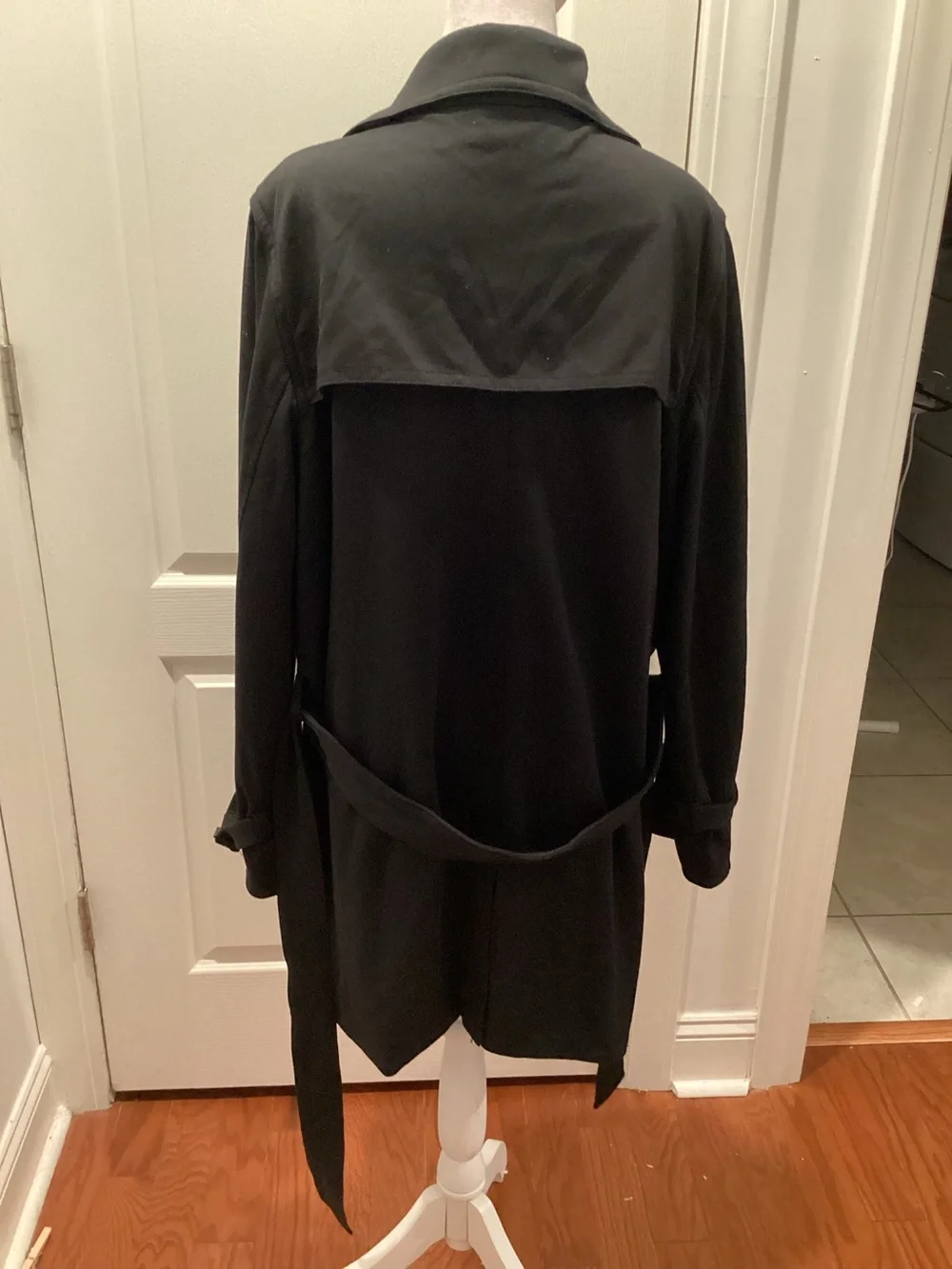 Michael Kors Black Double-Breasted Knee-Length Trench Coat